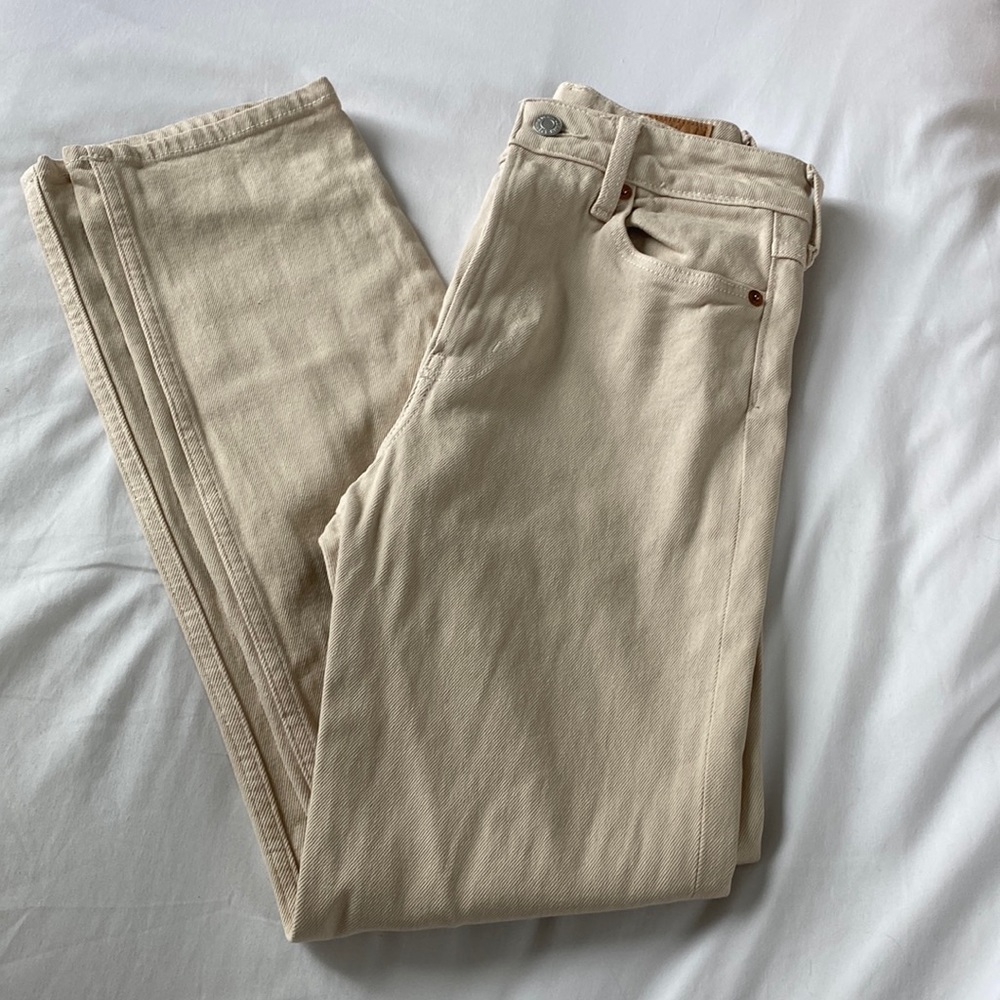 Cream denim pants